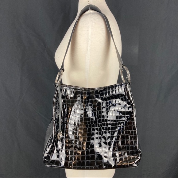 Brighton patent croc embossed leather shoulder bag - Picture 2 of 16